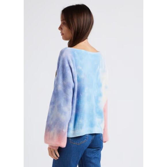 Crush Cashmere Scottie Painted Balloon Cloud Tie Dye Rainbow Sweater M Large - Picture 3 of 10